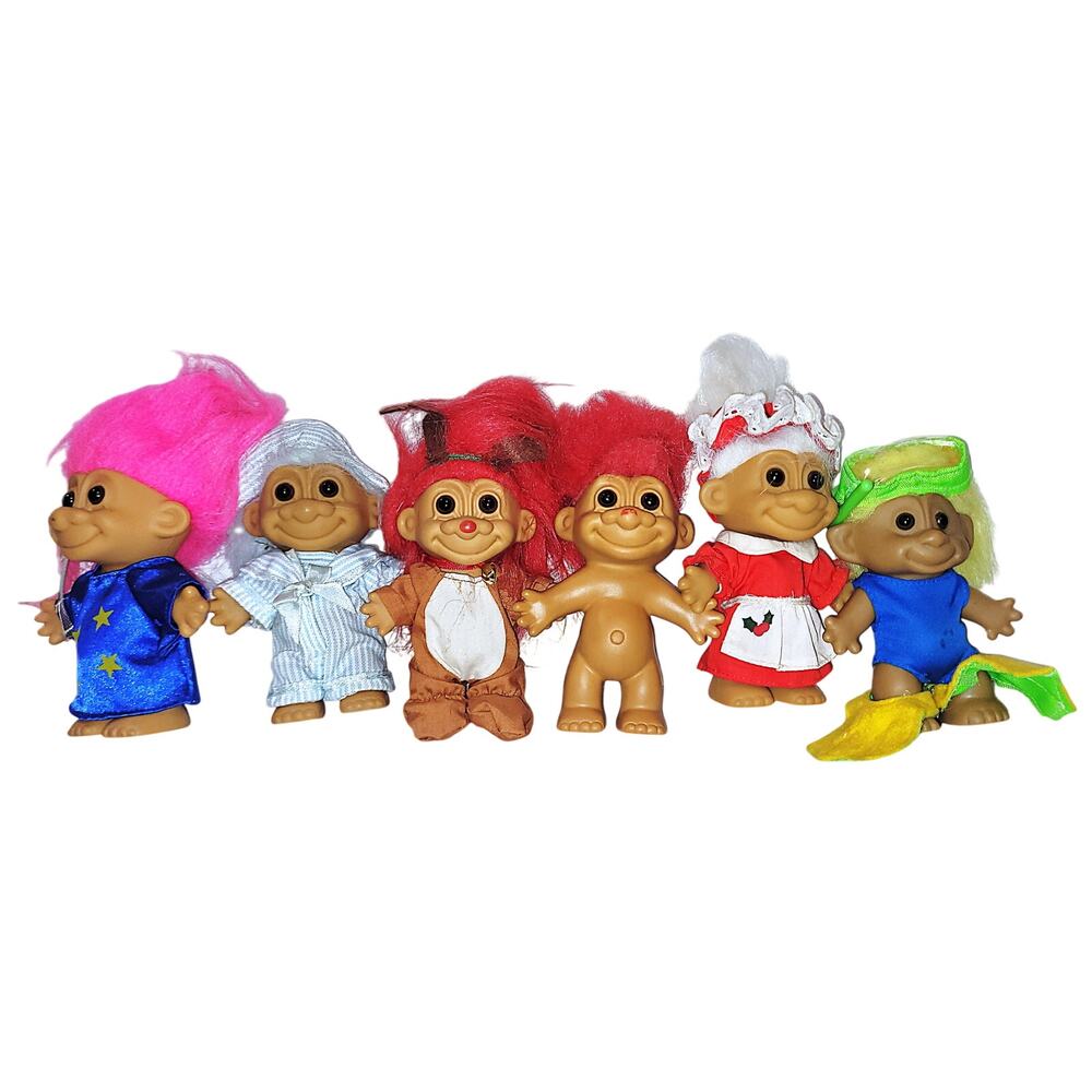 (5S) 4" Vintage Wide Range of  Russ Troll Character Dolls ~ Lot of 6